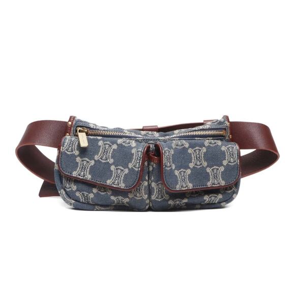 CELINE Paris Macadam Canvas Waist bag Blue - Picture 1 of 7
